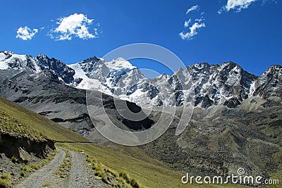 Beautiful mountain road in the Andes, Cordillera Real, Bolivia Stock Photo