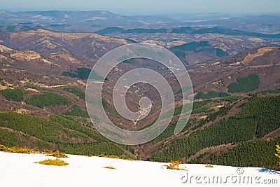 Beautiful mountain view from the path from Beklemeto to Kozya Stena, Troyan Balkan, Bulgaria Stock Photo