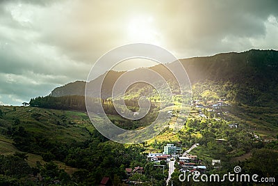 Beautiful mountain view village at Khao Kor Phetchabun Stock Photo