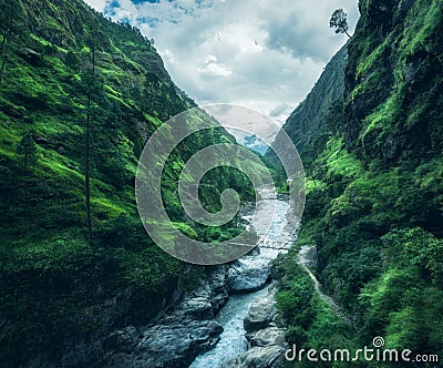 Beautiful mountains covered green grass. Moody landscape Stock Photo