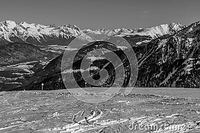 Beautiful mountaintops during winter Stock Photo