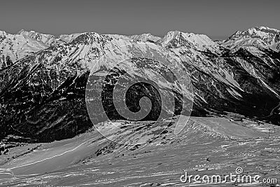 Beautiful mountaintops during winter Stock Photo