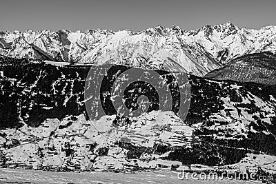 Beautiful mountaintops during winter Stock Photo