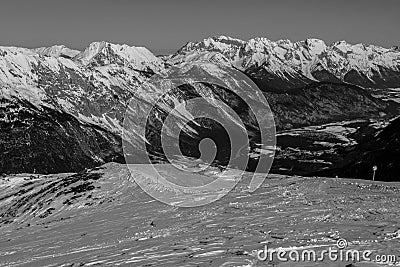 Beautiful mountaintops during winter Stock Photo