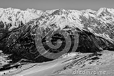 Beautiful mountaintops during winter Stock Photo