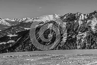 Beautiful mountaintops during winter Stock Photo