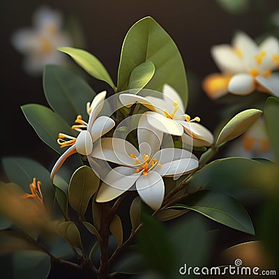 Beautiful muda jasmine exotic flowers AI Generated image Stock Photo