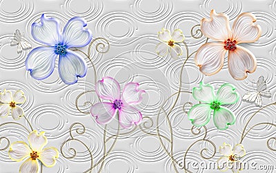 Beautiful Multi Color Flower with elegant Background Stock Photo