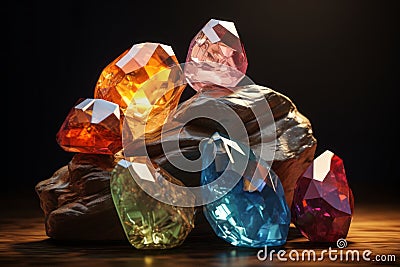 Colored gemstones minerals Stock Photo