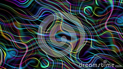 Moving random multicolored wavy texture. Psychedelic wavy animated abstract curved shapes. Stock Photo