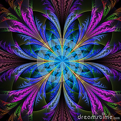 Beautiful multicolor fractal flower. Collection - frosty pattern Stock Photo