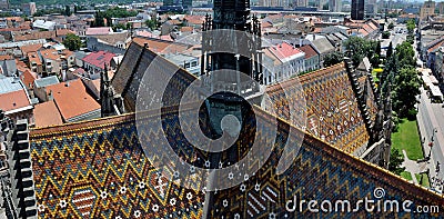 Beautiful multicolor roof of Cathedral St. Elizabeth. Stock Photo