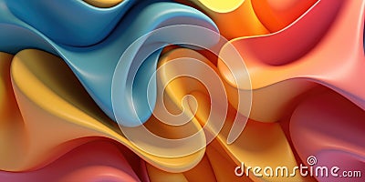 Beautiful multicolor, yellow blue pink shiny waves abstract wallpaper design. background. Elegant wavy background. Wide web banner Stock Photo