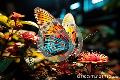 Beautiful multicolored butterfly on a flower Stock Photo