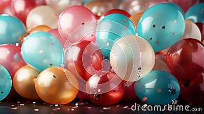 Beautiful multicolored festive balloons for a birthday party or Valentine's day Stock Photo