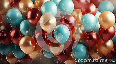 Beautiful multicolored festive balloons for a birthday party or Valentine's day Stock Photo