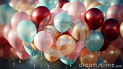 Beautiful multicolored festive balloons for a birthday party or Valentine's day Stock Photo