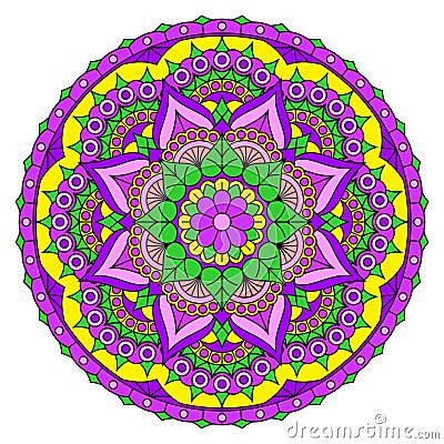 Beautiful multicolored round mandala with floral pattern. Vector design Vector Illustration