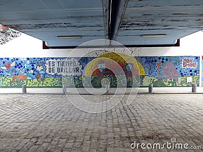 Beautiful mural under a railway bridge in the neighborhood of Palermo Buenos Aires Argentina Editorial Stock Photo