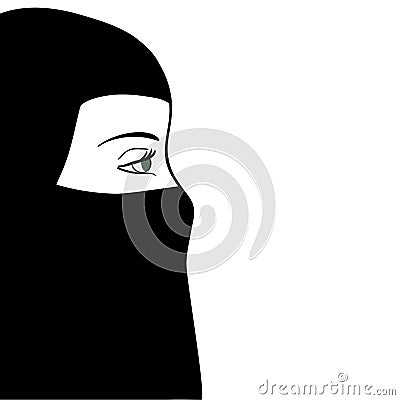 Beautiful muslim woman in black nijab. Vector illustration Vector Illustration