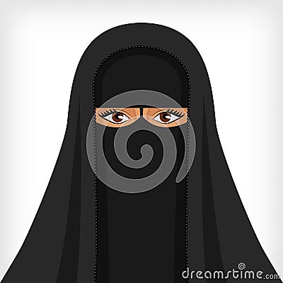 Beautiful muslim woman in black niqab Vector Illustration