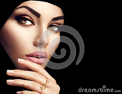 Beautiful muslim woman face portrait Stock Photo