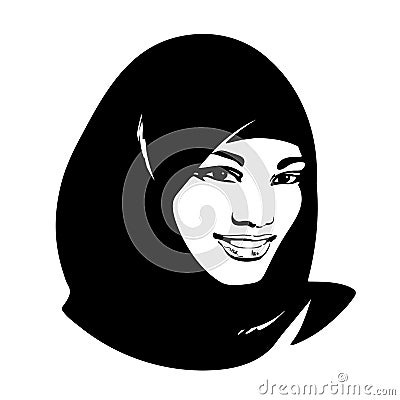 Beautiful Muslim woman in hijab Vector Illustration