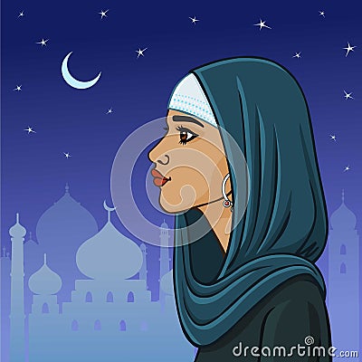 Beautiful Muslim woman Vector Illustration