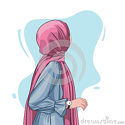 Beautiful muslim women hijab vector illustration Vector Illustration