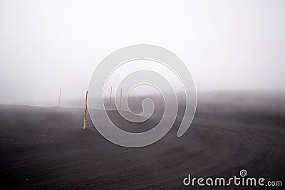 Beautiful mysterious fog on the way Etna vulcano in Italy Stock Photo