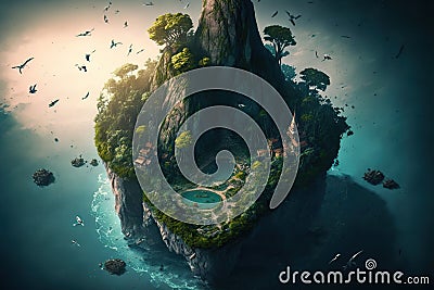 A beautiful mysterious island hidden from the world Stock Photo