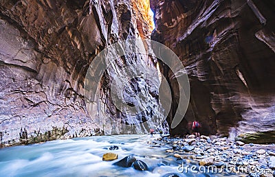 Beautiful of narrow in the afternoon in Zion National park,Utah,usa Editorial Stock Photo