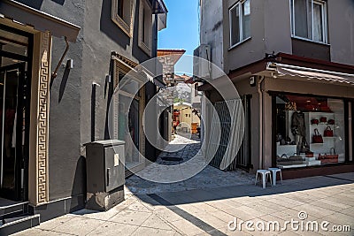 Beautiful narrow streets of the old town. Center of Marmaris. White buildings. European architecture. Lovely narrow streets. Editorial Stock Photo