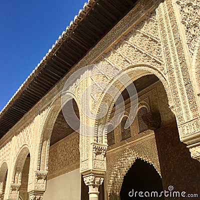 Beautiful Nasrid Palace architecture at the Alhambra Granada Spain Stock Photo