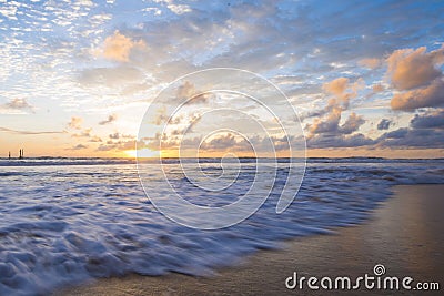 Beautiful Natai beach at sunset time Stock Photo