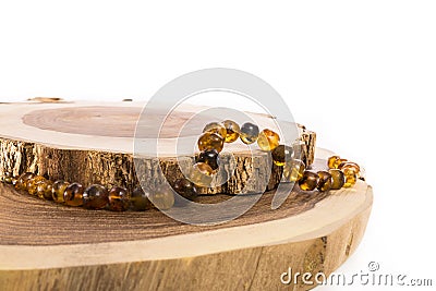 Beautiful natural amber necklace Stock Photo