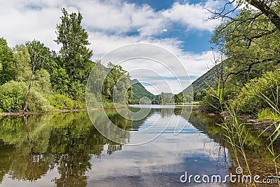 Beautiful natural Italian lake on a summer day Stock Photo