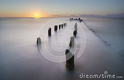 Beautiful, natural seascape. Sunset over the stormy sea Stock Photo