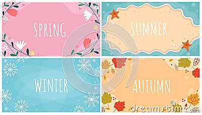 Beautiful natural seasonal backgrounds set Vector Illustration