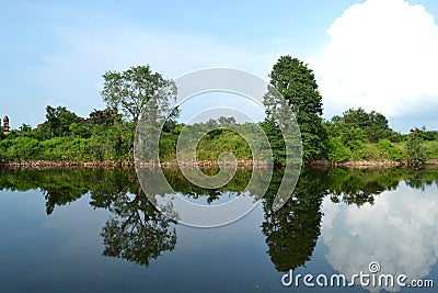 Beautiful nature landscape, lake water and reflection, India Stock Photo