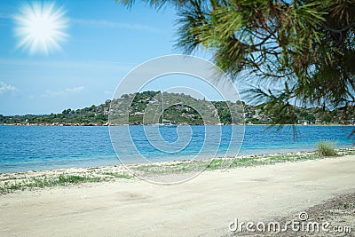 beautiful nature by the sea in greece background Stock Photo