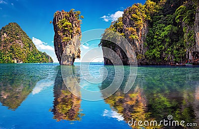 Beautiful nature of Thailand. James Bond island reflection Stock Photo
