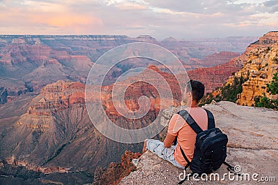 Beautiful nature and young boy exploring it. Stock Photo