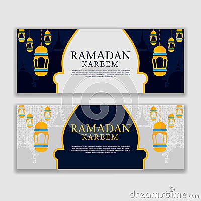 Beautiful and neat Ramadan Kareem banner Vector Illustration