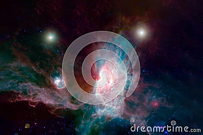 A beautiful nebula of different colors, with stars and galaxies. Elements of this image were furnished by NASA Stock Photo