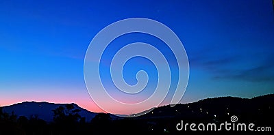 Beautiful night. Beautiful moon clear over the mountains Stock Photo