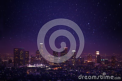 Beautiful night cityscape view of Los Angeles, US Stock Photo