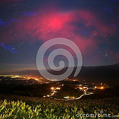 Beautiful night space landscape Stock Photo