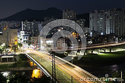 Beautiful night view of Anyang City Editorial Stock Photo