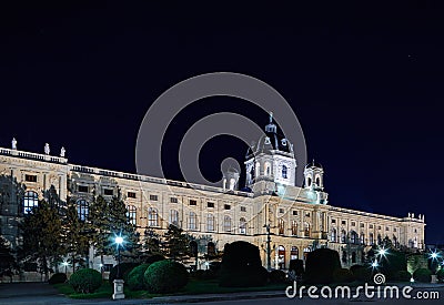 Beautiful night view of famous Naturhistorisches Museum Natural Editorial Stock Photo